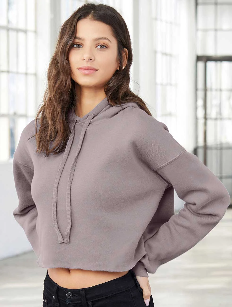 Women's Bella + Canvas Airlume Cropped Cotton Hoody (BE-220) - Image 5