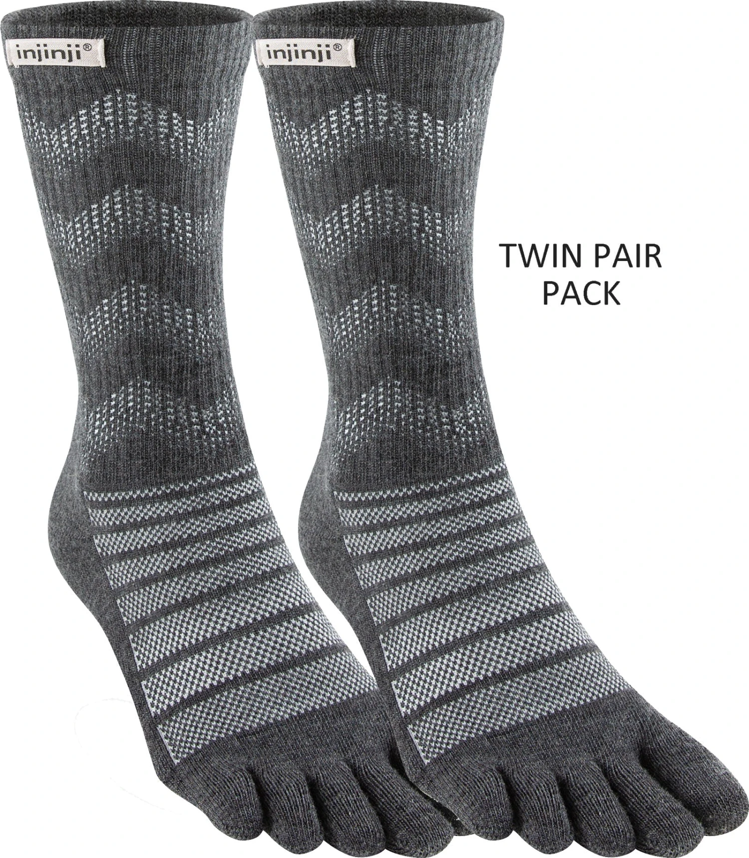 Injinji Outdoor Mid-Weight Merino Wool Mini-Crew Toe Socks TWIN PACK (INJ-ODC-TWIN)